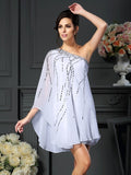 A-Line/Princess One-Shoulder Sequin Sleeveless Short Chiffon Mother of the Bride Dresses TPP0007250