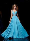 A-Line/Princess Straps Sleeveless Beading Long Chiffon Dresses TPP0002739