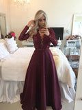 A-Line/Princess Scoop Long Sleeves Sequin Floor-Length Satin Dresses TPP0001829