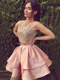 A-Line/Princess Satin Lace Bateau Sleeveless Two Piece Short/Mini Dresses TPP0008216