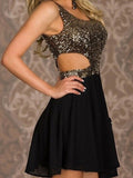 A-Line/Princess Sleeveless Scoop Sequin Chiffon Short/Mini Dresses TPP0008067