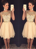 A-Line/Princess Scoop Sleeveless Short/Mini Beading Chiffon Dresses TPP0008096