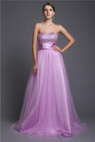 A-Line/Princess Strapless Sleeveless Beading Long Net Dresses TPP0009249