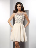 A-Line/Princess Bateau Beading Sleeveless Short Chiffon Cocktail Dresses TPP0008871