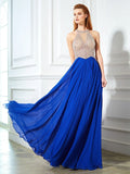 A-Line/Princess Scoop Sleeveless Floor-Length Crystal Chiffon Dresses TPP0003281