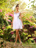 A-Line/Princess Bateau Sleeveless Short Lace Bridesmaid Dresses TPP0005581