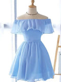 A-Line/Princess Chiffon Ruffles Off-the-Shoulder Sleeveless Short/Mini Homecoming Dresses TPP0003324