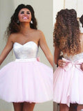 A-Line/Princess Sleeveless Sweetheart Beading Tulle Short/Mini Dresses TPP0008227