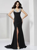 A-Line/Princess Straps Sleeveless Long Chiffon Beading Dresses TPP0002492