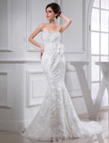 Trumpet/Mermaid Beading Sweetheart Sleeveless Satin Wedding Dresses TPP0006954