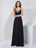 A-Line/Princess Scoop Sleeveless Beading Long Chiffon Dresses TPP0004316