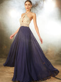 A-Line/Princess Sleeveless Straps Beading Chiffon Floor-Length Dresses TPP0002879