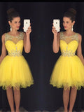 A-Line/Princess Scoop Sleeveless Beading Tulle Short/Mini Dresses TPP0008185