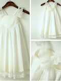 A-line/Princess Straps Sleeveless Ruffles Tea-Length Chiffon Flower Girl Dresses TPP0007620