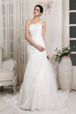 Trumpet/Mermaid One-Shoulder Sleeveless Beading Applique Long Organza Wedding Dresses TPP0006797