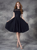 A-line/Princess Jewel Lace Short Sleeves Short Lace Dresses TPP0002731