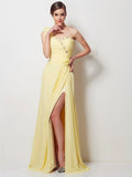 A-Line/Princess One-Shoulder Sleeveless Beading Long Chiffon Dresses TPP0004317