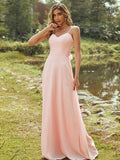 A-Line/Princess Chiffon Sash/Ribbon/Belt Sweetheart Sleeveless Floor-Length Bridesmaid Dresses TPP0004947