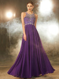 A-Line/Princess Sleeveless Chiffon Scoop Crystal Floor-Length Dresses TPP0003213