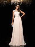 A-Line/Princess Scoop Beading Sleeveless Long Chiffon Dresses TPP0003618