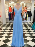 A-Line/Princess Spaghetti Straps Sleeveless Floor-Length Applique Chiffon Dresses TPP0002507