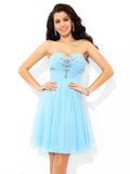 A-Line/Princess Sweetheart Beading Sleeveless Short Chiffon Cocktail Dresses TPP0008586