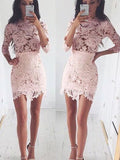 A-Line/Princess 1/2 Sleeves Scoop Lace Short/Mini Dresses TPP0008109