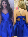 A-Line/Princess Satin Bowknot Spaghetti Straps Sleeveless Short/Mini Dresses TPP0008712