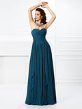 A-Line/Princess Sweetheart Pleats Ruffles Sleeveless Long Chiffon Bridesmaid Dresses TPP0003265