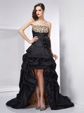 A-Line/Princess Strapless Sleeveless Beading High Low Taffeta Dresses TPP0003495