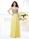 A-Line/Princess Strapless Beading Sleeveless Long Chiffon Dresses TPP0004567