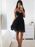 A-Line/Princess Lace Spaghetti Straps Sleeveless Short/Mini Dresses TPP0008396