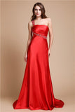 A-Line/Princess One Shoulder Beading Sleeveless Long Elastic Woven Satin Dresses TPP0004690