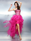 A-Line/Princess Sweetheart Rhinestone Sleeveless High Low Organza Cocktail Dresses TPP0008385