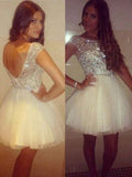 A-Line/Princess Sleeveless Scoop Beading Tulle Short/Mini Dresses TPP0008202