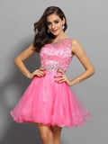 A-Line/Princess One-Shoulder Ruffles Sleeveless Short Organza Cocktail Dresses TPP0008747