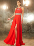 A-line/Princess Scoop Beading Sleeveless Floor-length Chiffon Dresses TPP0003610