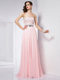 A-Line/Princess Strapless Sleeveless Beading Long Chiffon Dresses TPP0004342