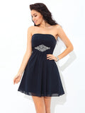 A-Line/Princess Strapless Beading Sleeveless Short Chiffon Cocktail Dresses TPP0008499