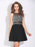 A-Line/Princess Jewel Beading Sleeveless Short Chiffon Dresses TPP0002942