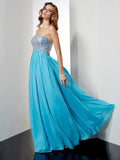 A-Line/Princess Strapless Sleeveless Long Beading Chiffon Dresses TPP0003656