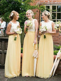 A-Line/Princess Scoop Sleeveless Chiffon Floor-Length Bridesmaid Dresses TPP0005610