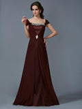 A-Line/Princess Strapless Short Sleeves Long Chiffon Dresses TPP0003684