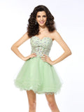 A-Line/Princess Sweetheart Ruffles Sleeveless Short Satin Cocktail Dresses TPP0009042