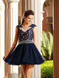 A-Line/Princess Scoop Applique Sleeveless Short Tulle Cocktail Dresses TPP0008817