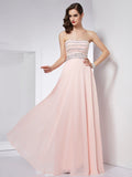 A-Line/Princess Strapless Sleeveless Beading Long Chiffon Dresses TPP0004285