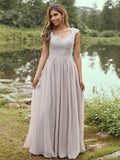 A-Line/Princess Chiffon Applique Sweetheart Sleeveless Floor-Length Bridesmaid Dresses TPP0004983