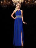 A-line/Princess Jewel Beading Sleeveless Long Chiffon Dresses TPP0003108