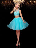 A-Line/Princess Scoop Rhinestone Sleeveless Short Net Dresses TPP0008594