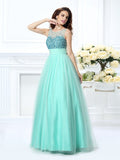 Ball Gown Bateau Beading Sleeveless Long Chiffon Quinceanera Dresses TPP0003467